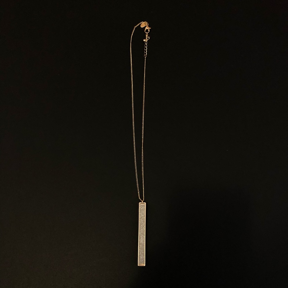 Rectangle Diamond Gold Necklace - Picture 4 of 4